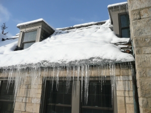 Ice Dam: one of many winter problems people face in Cache Valley
