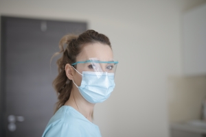 wearing a mask